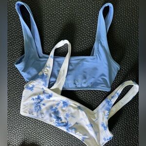 Fashion Nova Blue and White Bikini Top Set